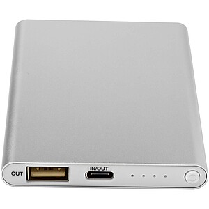 4000mAh powerbanka typu C z recyklovaného hliníku, stříbrný