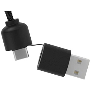 40W nabíjecí kabel 5v1 z rPET se svítícím logem a hranatým dřevěným pouzdrem SCX.design C38, červená