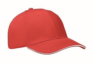 6 panelová baseballová čepice, bílá/červená