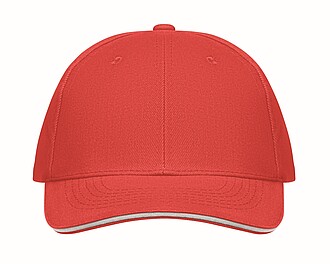 6 panelová baseballová čepice, bílá/červená