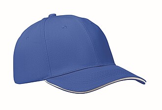 6 panelová baseballová čepice, bílá/modrá