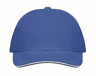6 panelová baseballová čepice, bílá/modrá