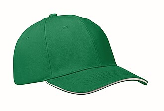 6 panelová baseballová čepice, zelená