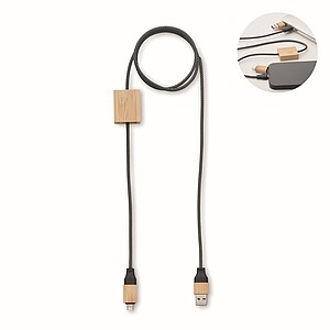 60W nabíjecí kabel, světle hnědá - reklamní předměty