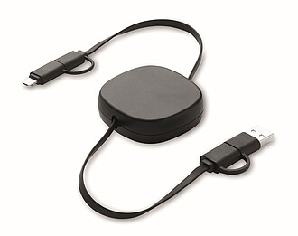 60W svinovací nabíjecí kabel, černá - reklamní předměty