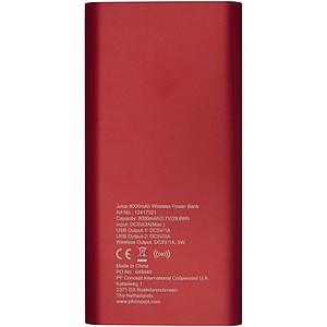 8000mAh bezdrátová powerbanka, červená