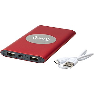 8000mAh bezdrátová powerbanka, červená