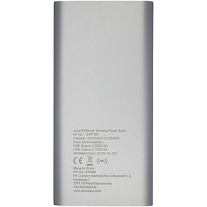 8000mAh bezdrátová powerbanka, stříbrná