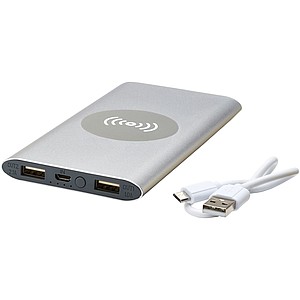 8000mAh bezdrátová powerbanka, stříbrná