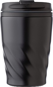 AKLAVIK Termohrnek s víčkem, kombinace nerez, plast, 325ml, černý - reklamní předměty