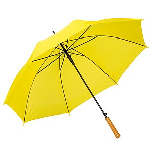 Automatický holový deštník s rukojetí v dřevěném vzhledu, pr. 103cm, žlutý