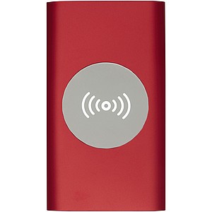 BAGATA Hliníková bezdrátová powerbanka s kapacitou 4000mAh, červená