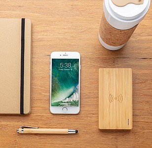 Bambusová bezdrátová powerbanka 4 000 mAh 5W, hnědá