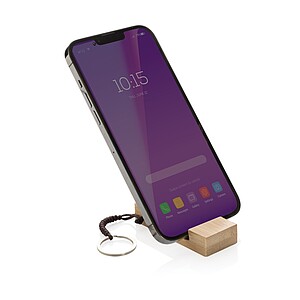 Bambusová klíčenka se stojánkem na telefon, hnědá