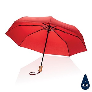 Bambusový automatický deštník Impact AWARE™ RPET 190T, průměr 94 cm, červená