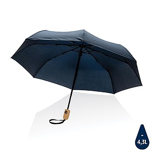 Bambusový automatický deštník Impact AWARE™ RPET 190T, průměr 94 cm, námořní modrá - reklamní deštníky