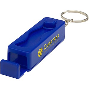 Bambusový stojan na telefon s antistresovou hračkou z recyklovaného plastu, královská modrá