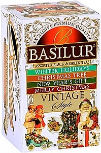 BASILUR Vintage Assorted Dárková kolekce černých čajů a zeleného čaje, papír 19x2g a 6x1,5g - reklamní předměty