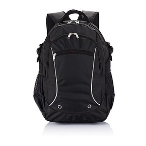 Batoh na laptop s přední kapsou na zip, černá - batoh s potiskem