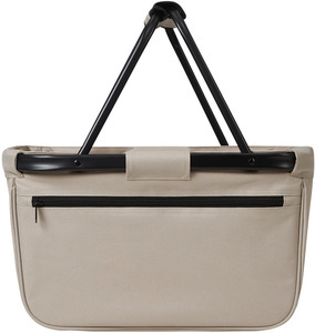 BERNARD Skládací nákupní košík s kapsou na zip a černou konstrukcí, béžová