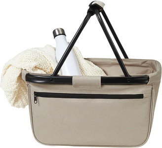 BERNARD Skládací nákupní košík s kapsou na zip a černou konstrukcí, béžová