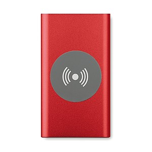 Bezdrátová nabíjecí powerbanka 4000 mAh z hliníku, červená