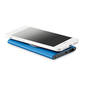 Bezdrátová nabíjecí powerbanka 4000 mAh z hliníku, královská modrá