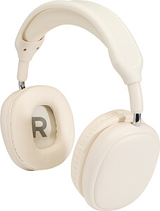 Bezdrátová sluchátka přes hlavu z recyklovaného plastu, bílá - reklamní předměty