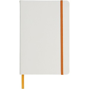 Bílý zápisník A5 s barevnou gumičkou, bílá/oranžová