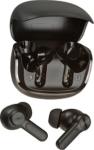 Bluetooth sluchátka s nabíjecím pouzdrem, černá - reklamní předměty