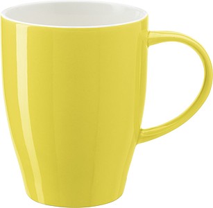 BONE Porcelánový hrnek s bílým vnitřkem, objem 350 ml, žlutý