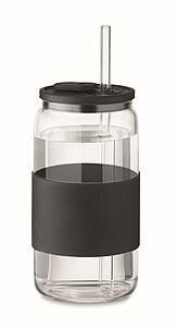 Borosilikátová sklenice 550ml s br, černá - sklenice s vlastním potiskem