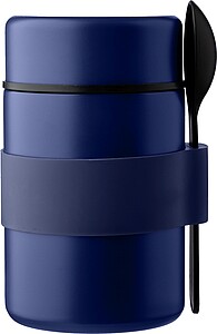 Box na oběd z nerezové oceli, 460 ml, modrá - reklamní předměty