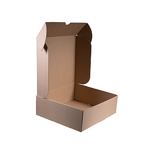 BOXELA Krabice bez potisku 28 x 25 x 9 cm, hnědá, e-vlna, střední - taška s vlastním potiskem