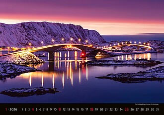 Bridges 2026, nástěnný kalendář, prodloužená záda