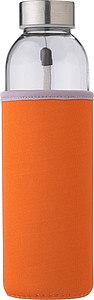 BUFALA Skleněná láhev na pití v neoprenovém rukávu, 500 ml, oranžová - reklamní předměty