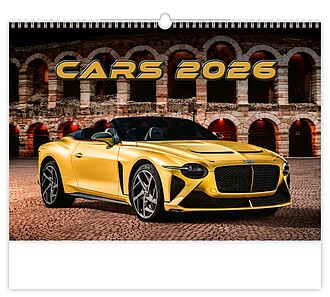 Cars 2026, nástěnný kalendář, prodloužená záda - reklamní kalendáře