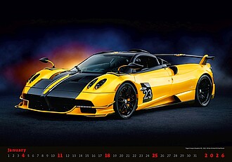Cars 2026, nástěnný kalendář, prodloužená záda
