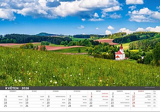 Česká krajina 2026, nástěnný kalendář, prodloužená záda