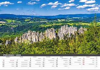 Česká krajina 2026, nástěnný kalendář, prodloužená záda