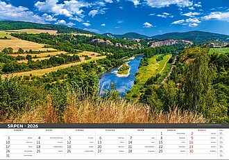 Česká krajina 2026, nástěnný kalendář, prodloužená záda