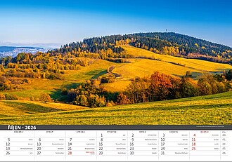 Česká krajina 2026, nástěnný kalendář, prodloužená záda