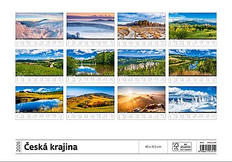 Česká krajina 2026, nástěnný kalendář, prodloužená záda