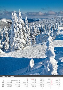 Česká republika 2026, nástěnný kalendář, prodloužená záda - reklamní kalendáře
