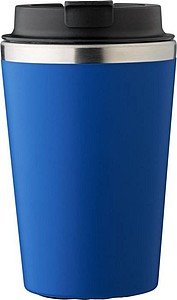 Cestovní hrnek z nerezové oceli a PP, 350 ml, kobaltově modrý - termohrnek s vlastním potiskem