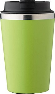 Cestovní hrnek z nerezové oceli a PP, 350 ml, limetkový - termohrnek s vlastním potiskem