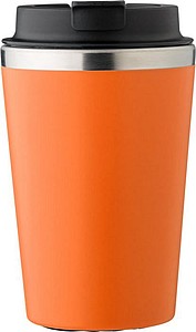 Cestovní hrnek z nerezové oceli a PP, 350 ml, oranžový