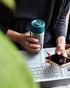 Cestovní nerezový termo termohrnek 340ml, tyrkysová