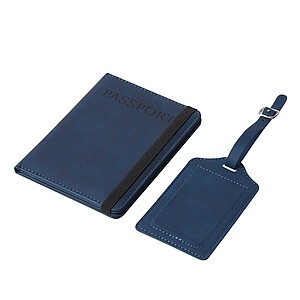 Cestovní sada obalu na doklady a visačky na zavazadla, námořní modrá