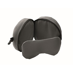 Cestovní sada polštáře a masky, tmavě šedá - reklamní předměty